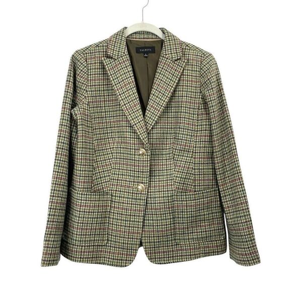 Talbots wool blend houndstooth plaid blazer jacket Size 6 old money classy eques - Picture 1 of 9